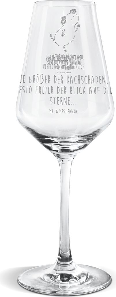 Mr. & Mrs. Panda Weinglas Axolotl Tanzen - Transparent - Geschenk, wein glas, Weißwein, gut Gelaunt, Kelch, Weißweinkelch, Freundin, Sterne, Für
