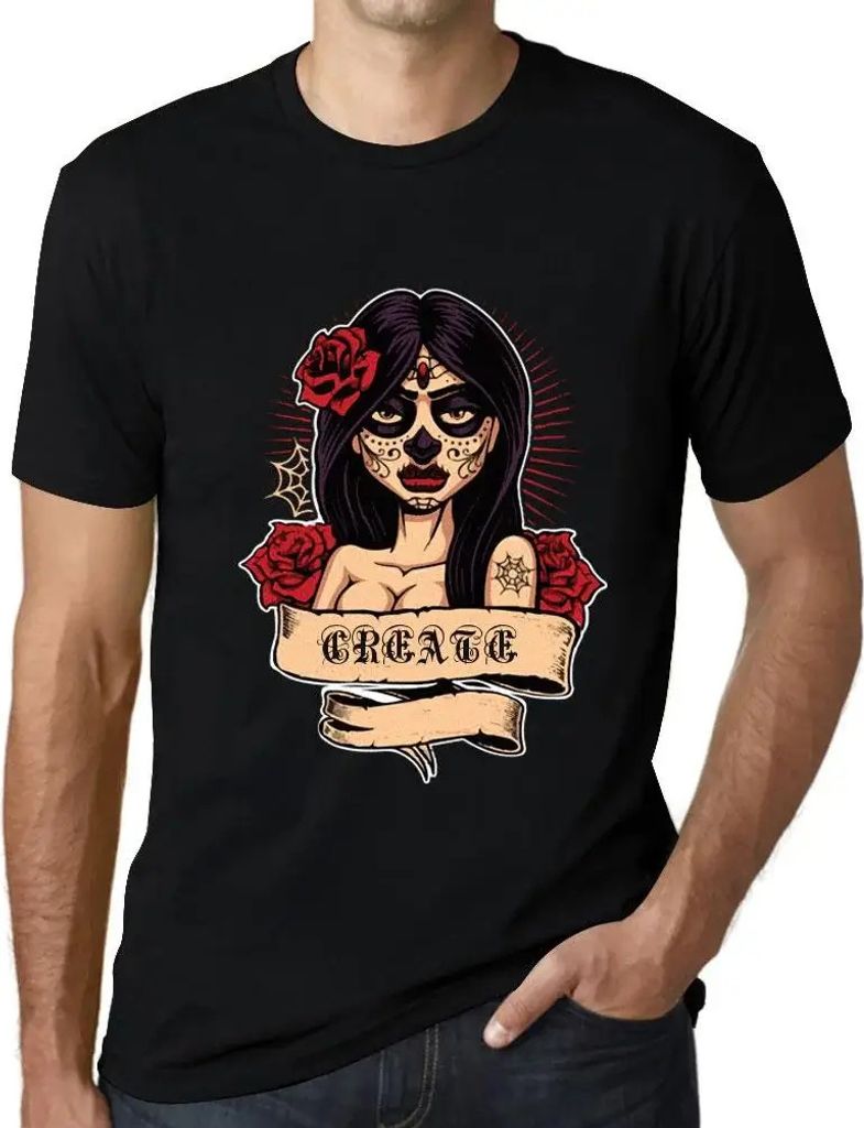 Herren Grafik T-Shirt Frauen Blume Tattoo erstellen – Women Flower Tattoo Create – Öko-Verantwortlich Vintage Jahrgang Kurzarm Lustige Druck