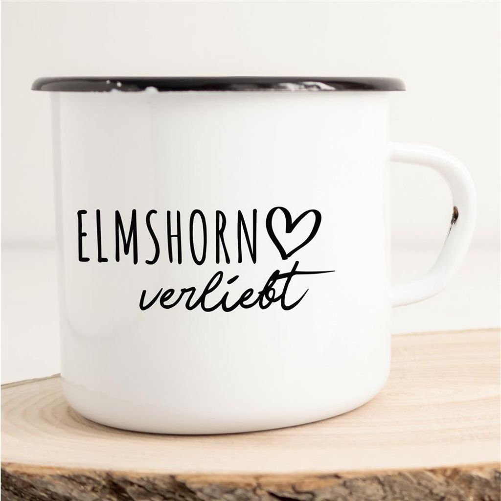 Huuraa Emaille Tasse Elmshorn Geschenk Kaffeebecher Vintage 300ml Elmshorn Präsent