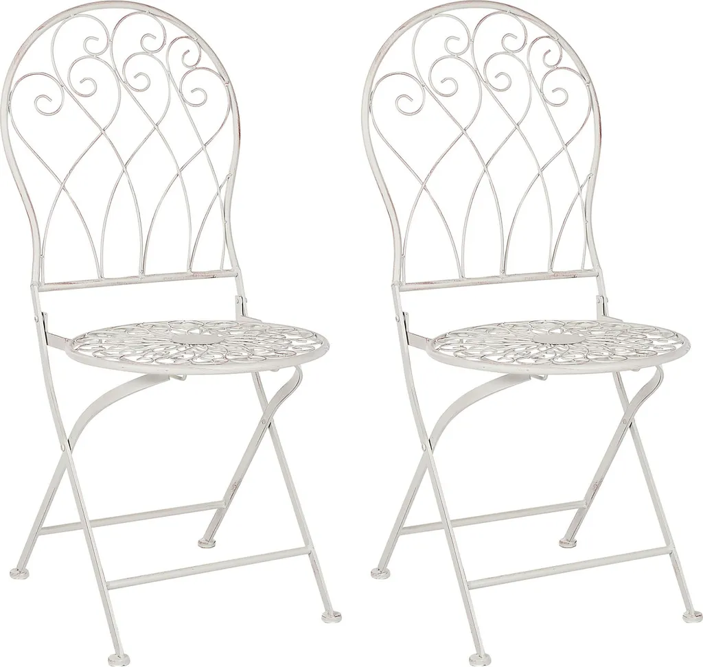 Chaise de jardin métal blanc durable et stable pour extérieur rétro