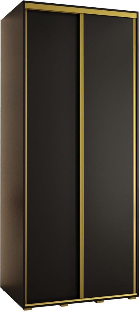 MEBLE KRYSPOL Davos 1 Schrank, zwei Türen - 235,2x120x60 cm - Schwarz Schwarz Gold