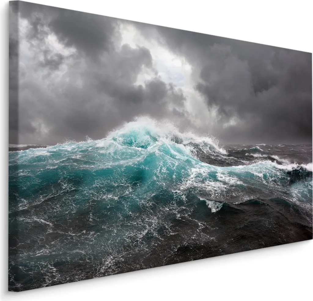 Carta da Parati Mare Tempesta 90x60 Tela XXL - Alta Risoluzione HD