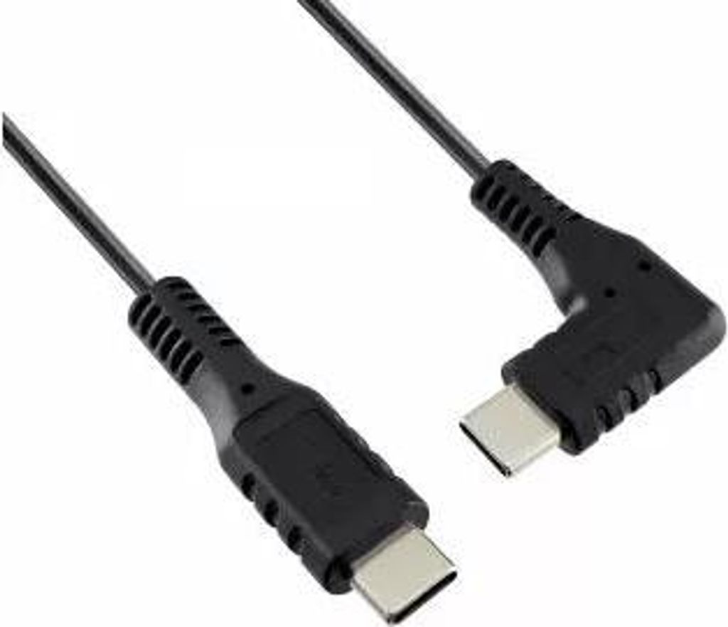 DINIC USB Typ C auf C 90°, Ladekabel, 480 Mbit/s, 60W, 3A, OD: 3.5mm, schwarz, Dinic Box mit Euroloch, 1m