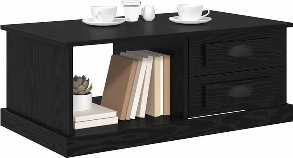 SYFAX Tavolino Rovere Nero 90x50 con Cassetto | Design Moderno Salotto - 2