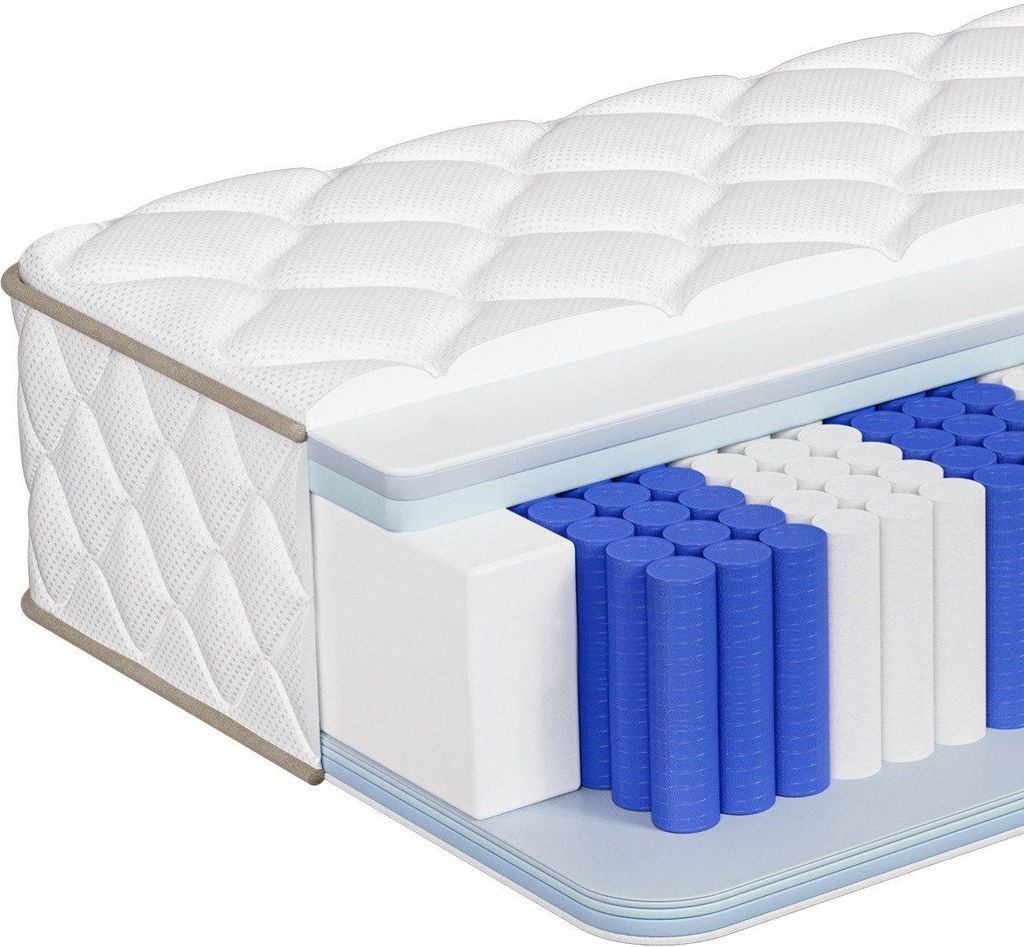 Portreen Matratze 140x200 cm, 7-Zonen Federkernmatratze mit Spannbettlaken, Höhe 22cm, H3, Taschenfederkernmatratze, Premium Taschenfederkern