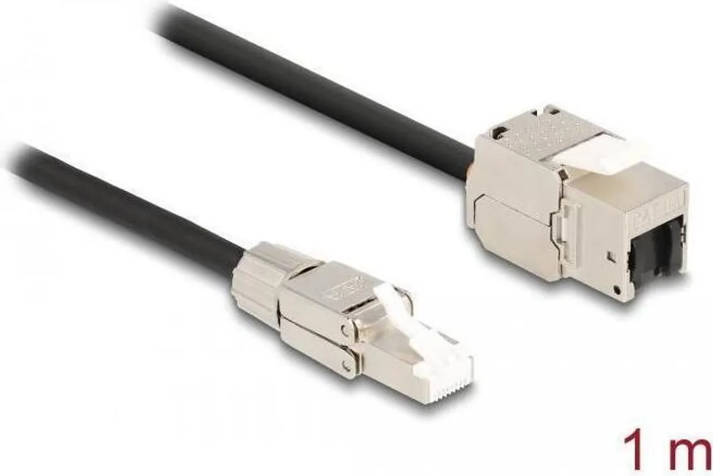Câble réseau RJ45 Cat.6A blindé 10Gbps avec prise femelle Keystone intégrée