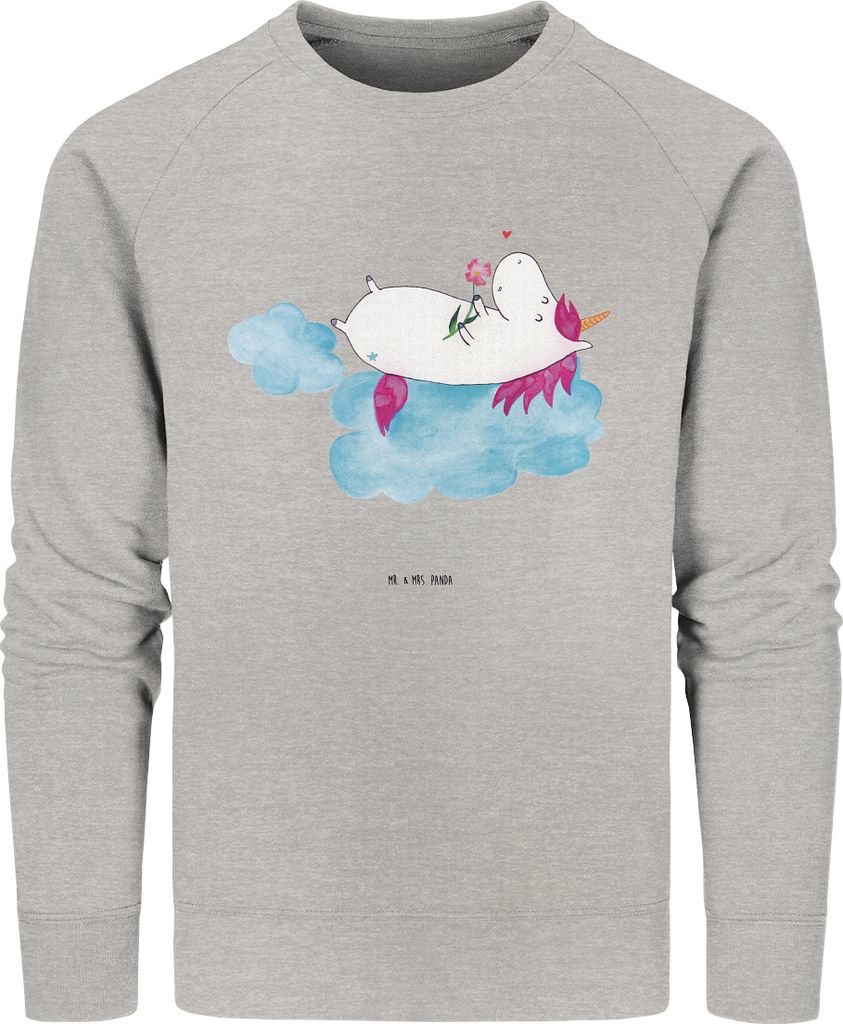 Mr. & Mrs. Panda Baumwoll Sweatshirt Einhorn Verliebt Größe S - Heather Grey - Geschenk, Sweater, Freundin, Einhörner, Unicorn, Pulli, Pullover,...