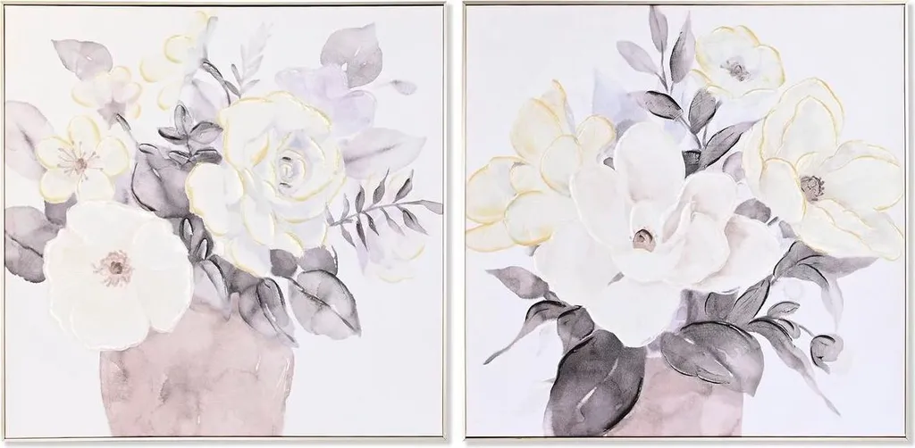 Duo de Tableaux Vases Traditionnels 80x80 cm en Toile et Bois de Qualité