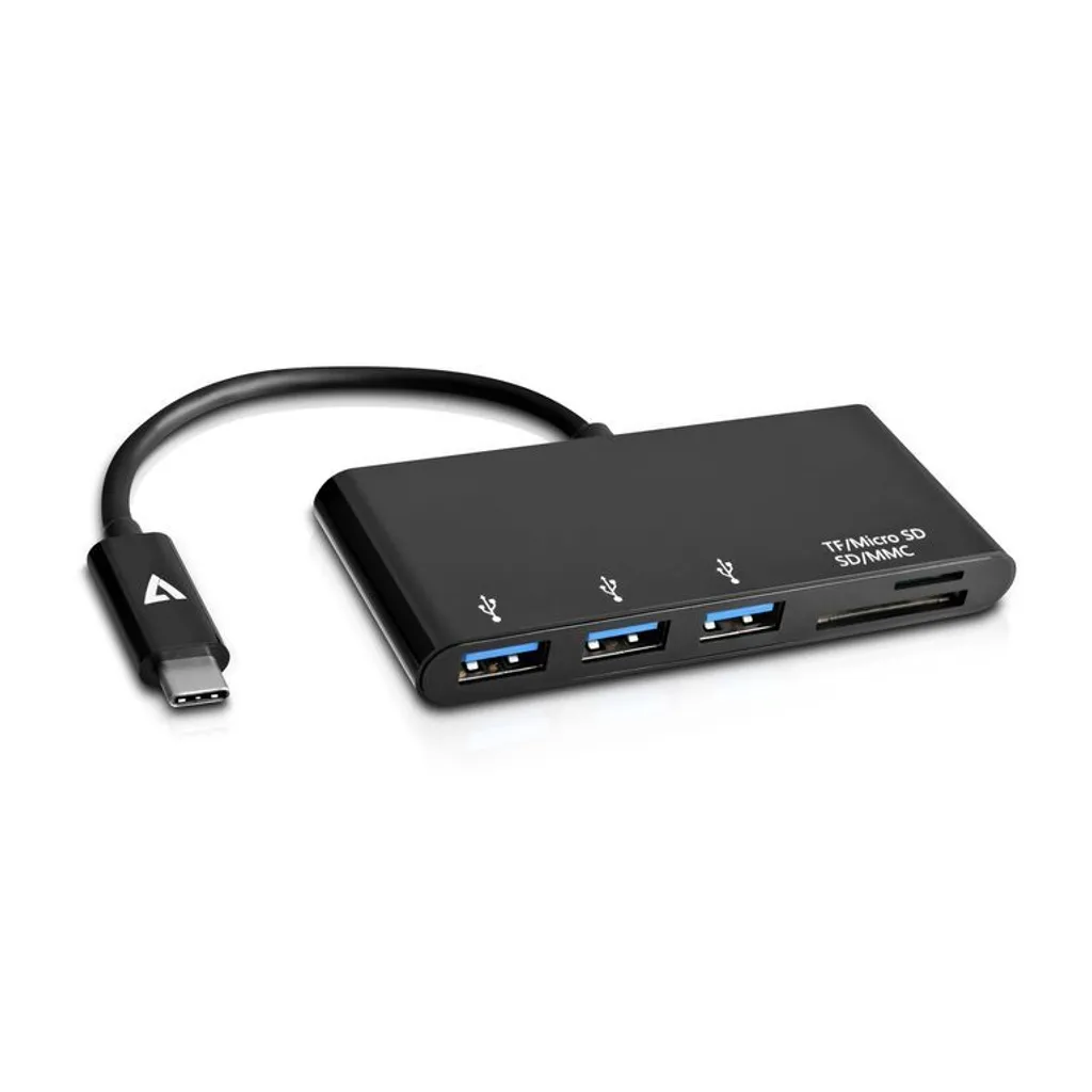 Adaptateur USB-C V7 pour brancher clé USB et écran externe sur PC portable