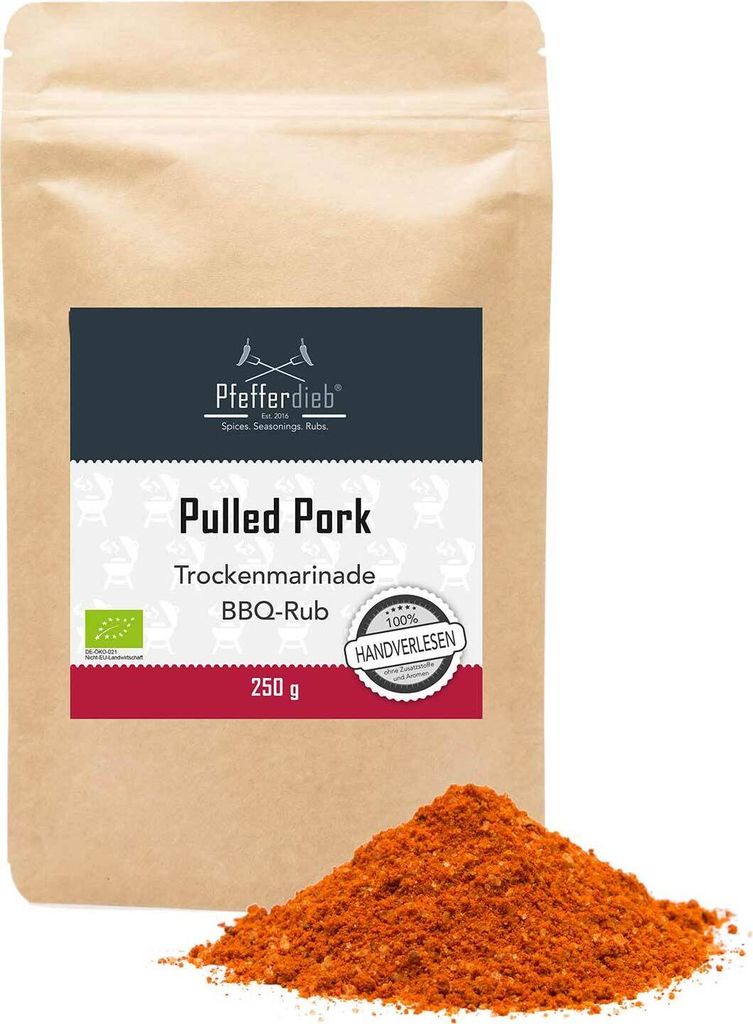 Pfefferdieb - Pulled Pork - Premium Grillgewürz, BBQ Rub, BIO, 250g