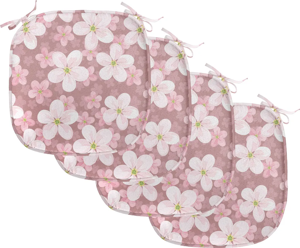 Galettes de chaise décoratives à motifs pétales de cerisier lot de 4