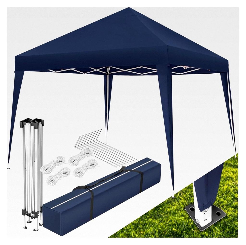 Pavillon 3x3, Gartenpavillon wasserabweisend, höhenverstellbarer Faltpavillon mit Pop Up Klicksystem, Partyzelt für Garten, Festival, Camping, mi...