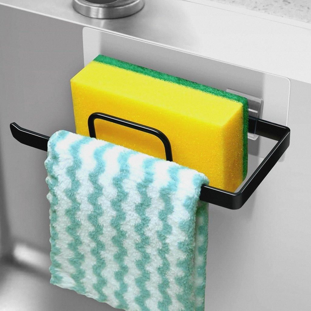 Schwammhalter Spülbecken, Schwammhalter Küche, Spüllappenhalter Selbstklebend, 2 in 1 Küchenablaufregal Spülbecken Für Schwamm, Bürste, Lapp...