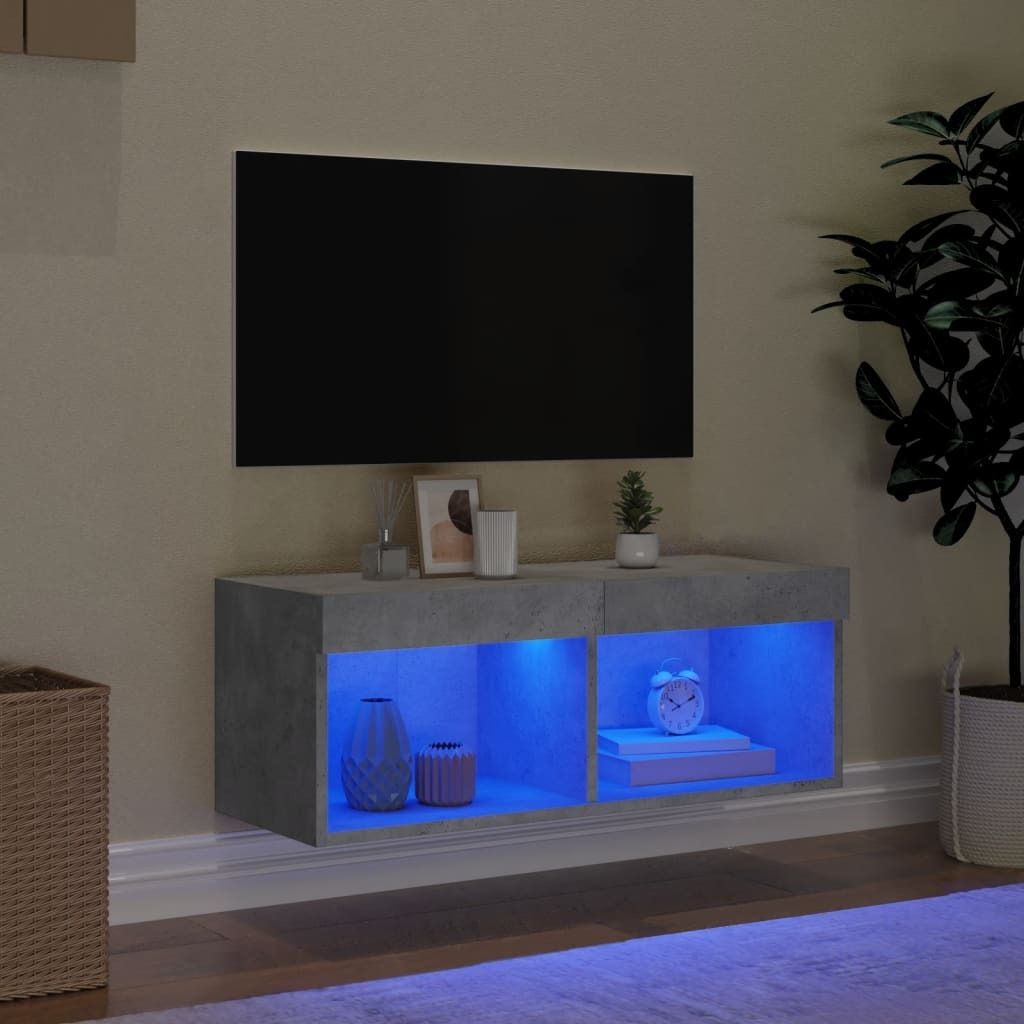 Cloris Designermöbel TV-Schrank mit LED-Leuchten Betongrau 80x30x30cm - TV-Schränke 2026Neu604968 - TV-Schränke