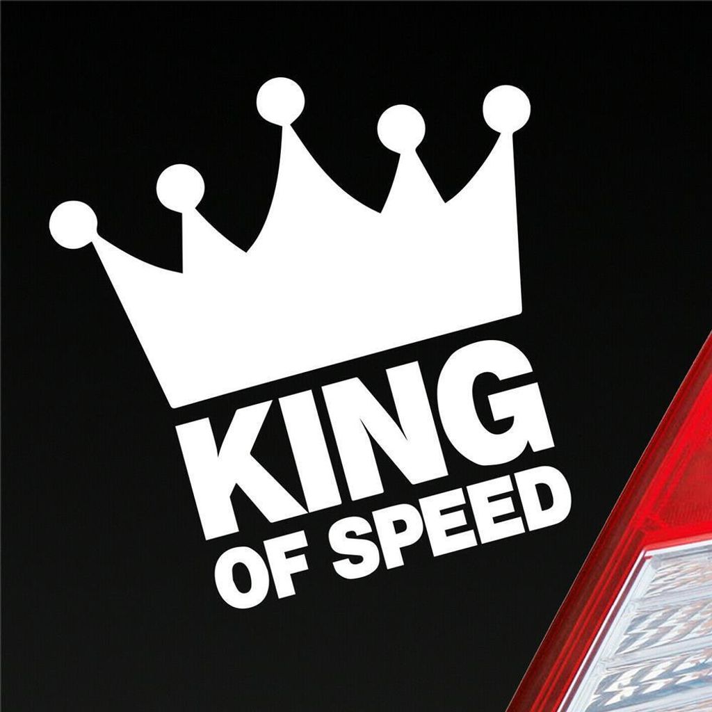 Auto Aufkleber King of Speed Racing Race Tuning Krone 10x10 cm Weiss Matt Sticker Heckscheibenaufkleber