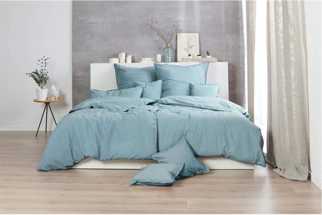 Enrico Coss Bettwäsche Stonewashed 200x200 cm + 2x 80x80 cm olive