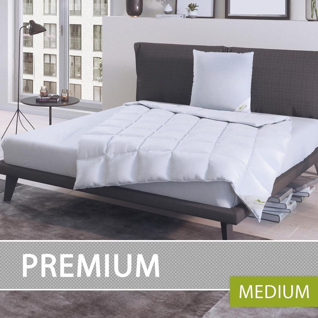 Bettwaren-Shop Daunendecke Premium medium, Füllung: 90% Daunen, 10% Federn 160x210 cm