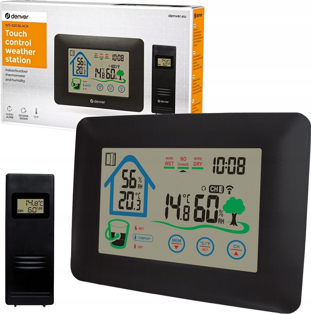 Denver WS-520, Zwart, Binnenvochtigheidsmeter, Productafbeelding 
