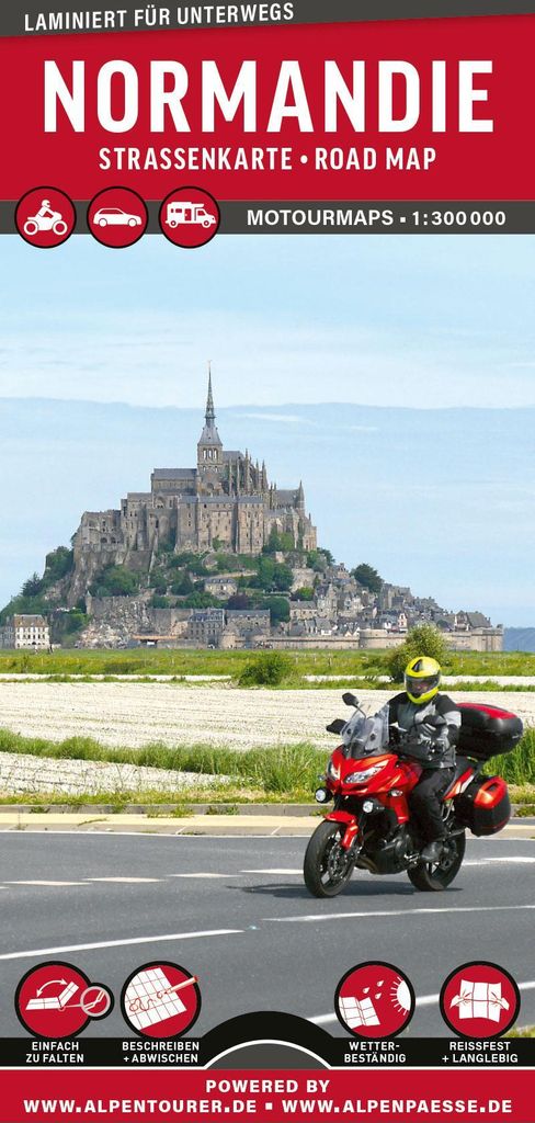 MoTourMaps Normandie Auto- und Motorradkarte 1:300.000