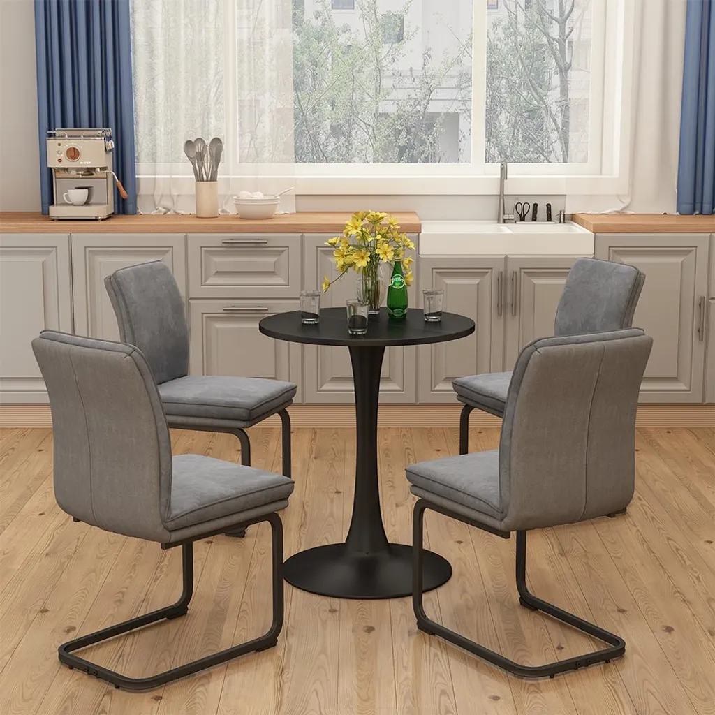 Table à Manger 60cm Vicco Carl Noire : Solution Idéale Gain de Place