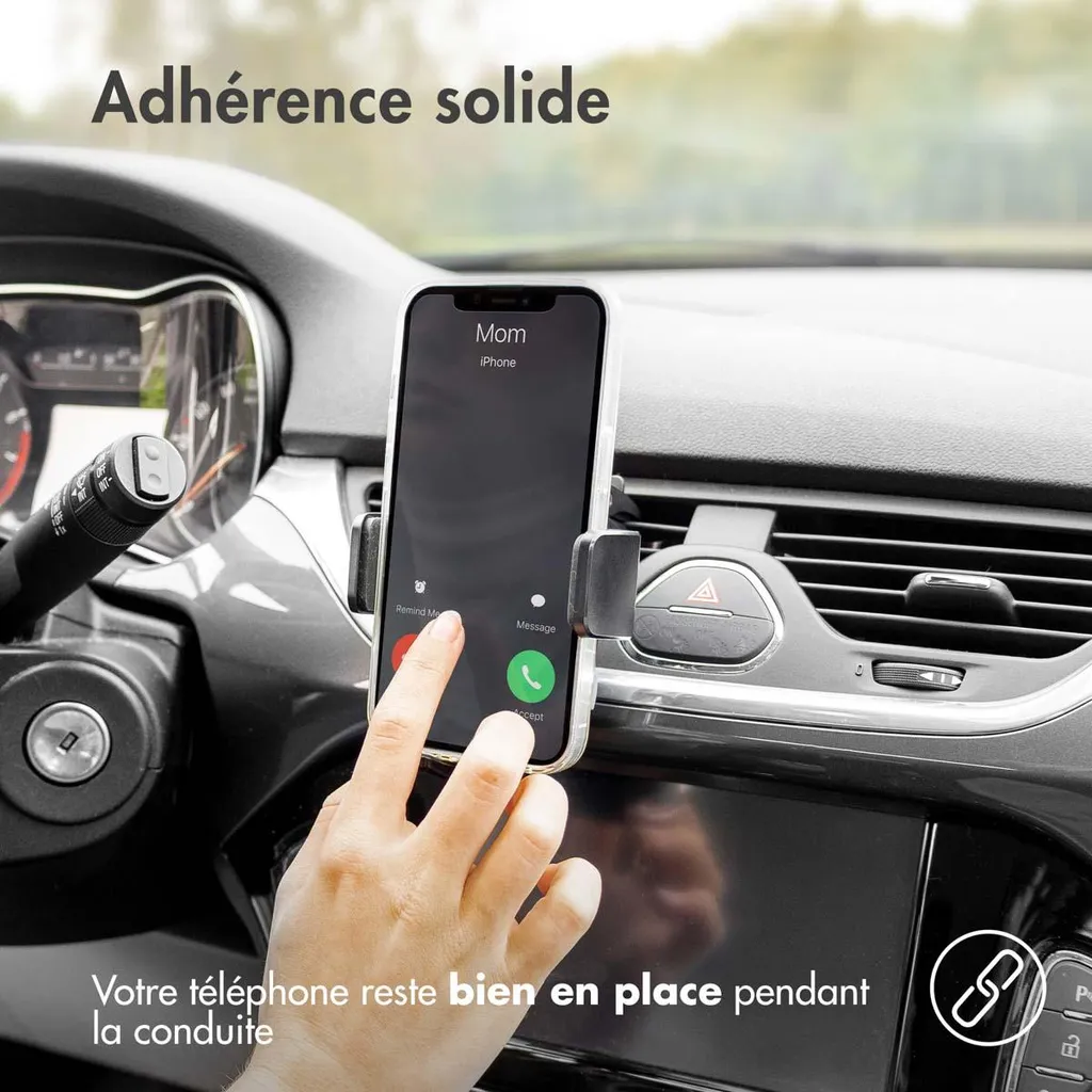 Chargeur Induction Voiture sur Grille d'Aération avec Support Noir