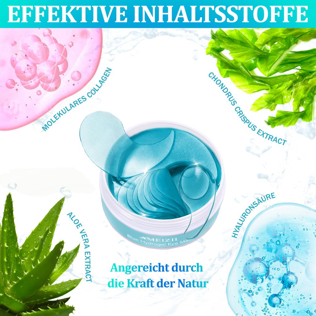 60 Kollagen Augenpads Mit Aloe Vera – Anti-Aging, Gegen Tränensäcke & Dunkle Ringe