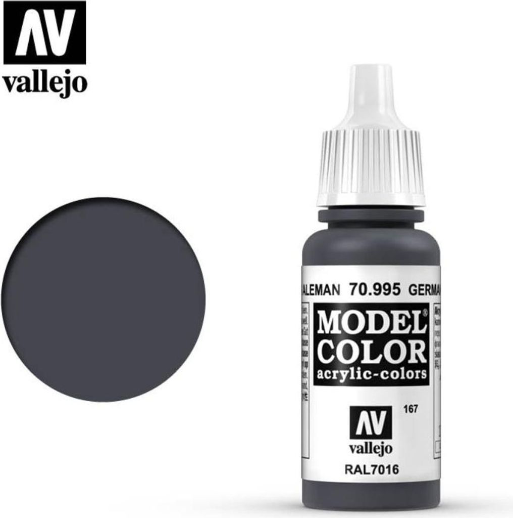 Vallejo 70.995, 17 ml, Schwarz, Grau, Matte, Flasche Produktbild 