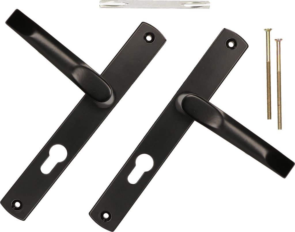 KOTARBAU Drückerpaar 72 mm mit Langem Schild Schwarz für Profilzylinder Modern Universal
