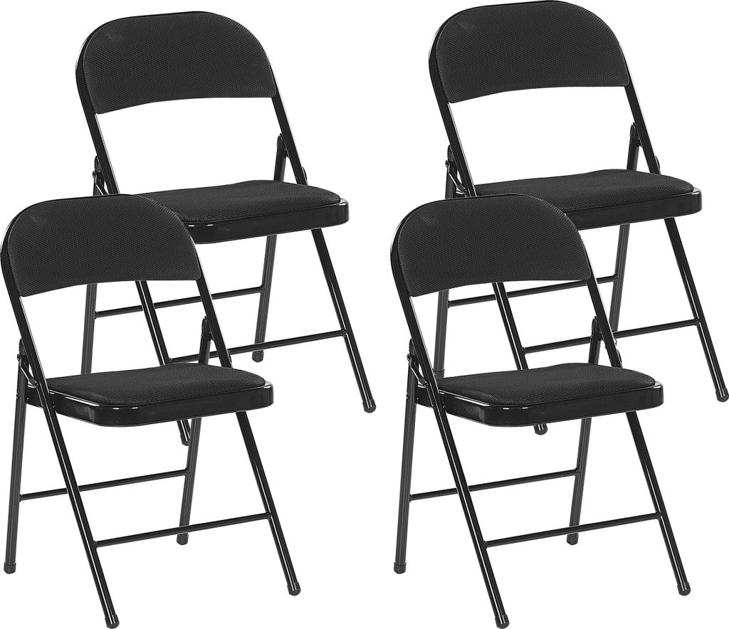 BELIANI Konferenzstuhl 4er Set Schwarz Stoffbezug Klappbar Mesh mit Metallgestell Lehne Modern Wohnzimmer Konferenzraum Klappstuhl