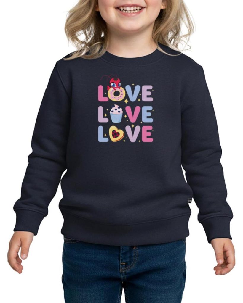 Spreadshirt Miraculous Love Love Love Schriftzüge Kinder Premium Pullover, 146/152 (10 Jahre), Navy