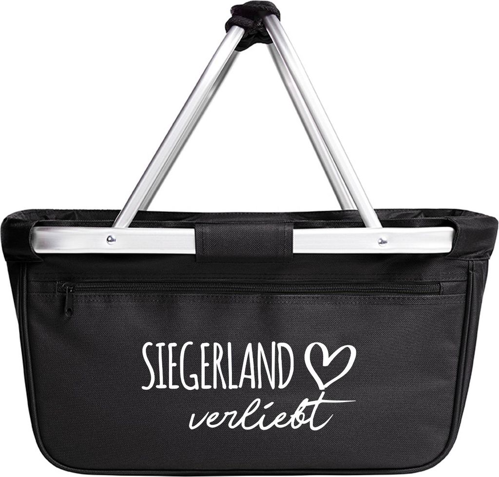 Huuraa Einkaufskorb Siegerland verliebt 20 Liter Black faltbarer Tragekorb Geschenkidee