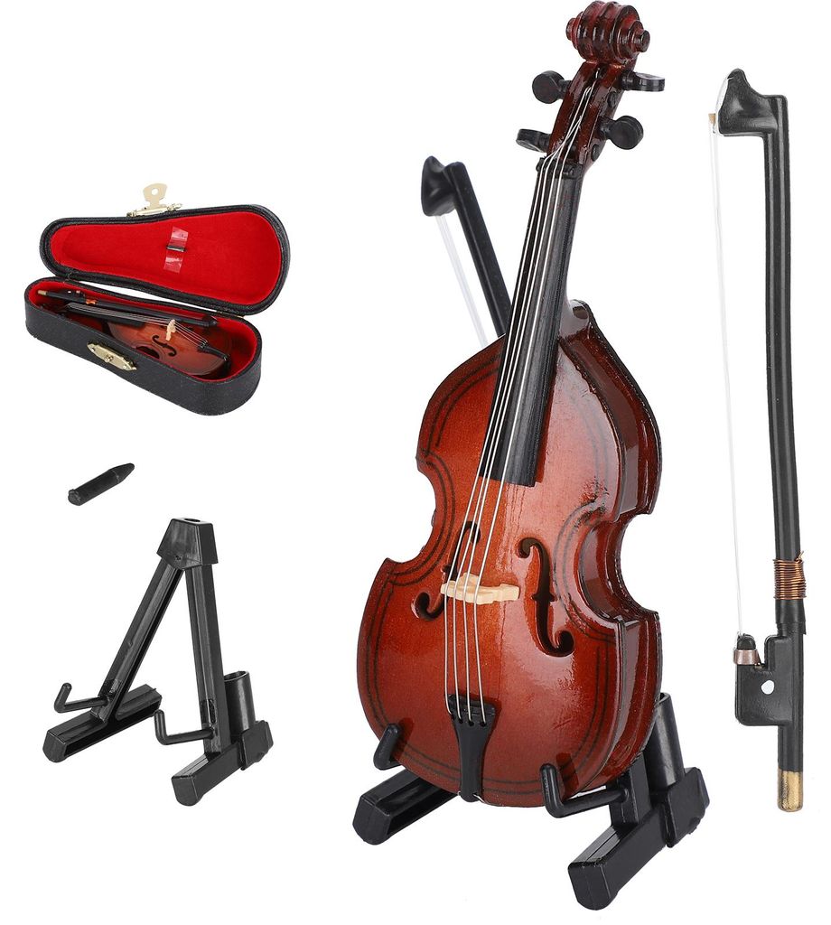 Mini-Bass-Ornamente aus Holz, kleines Musikinstrument, Modell, Heimdekoration, Geschenk, 10 cm