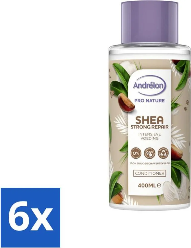 Réparateur cheveux abîmés Andrélon Shea Strong Repair 400ml pack de 6
