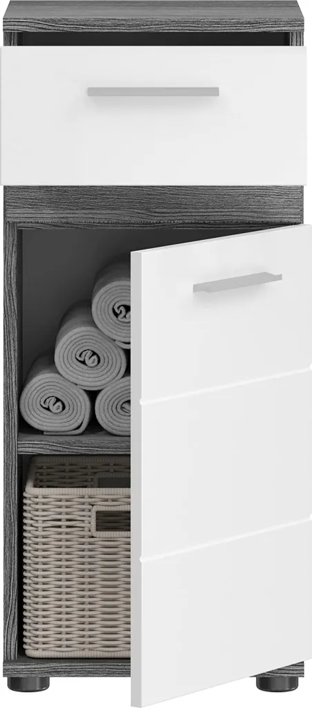 Commode Rootz Blake blanc brillant meuble de rangement salle de bain
