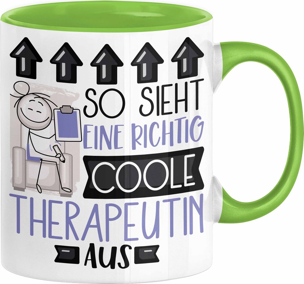 Therapeutin Geschenk Tasse Geschenkidee für Therapeutin Geburtstag Weihnachten Spruch So Sieht Eine Richtig Coole Therapeutin Aus Kaffee-Becher (G...