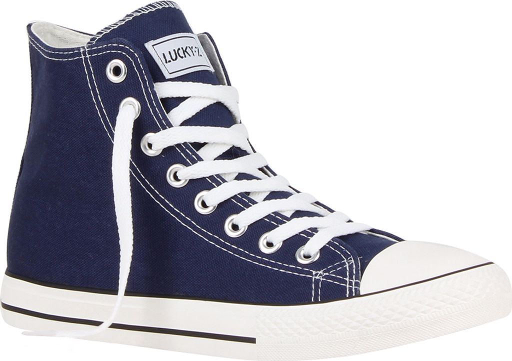 Mytrendshoe Herren High Top Sneakers Schnürer Sportschuhe 72046, Farbe: Dunkelblau Lucky, Größe: 41