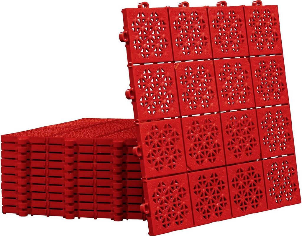 11x Bodenfliese 1 m², Terrassenfliese Werkstattboden Rot