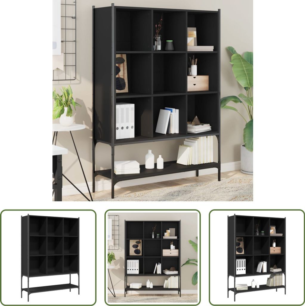 The Living Store Bücherregal Schwarz 102x30x141,5 cm Holzwerkstoff