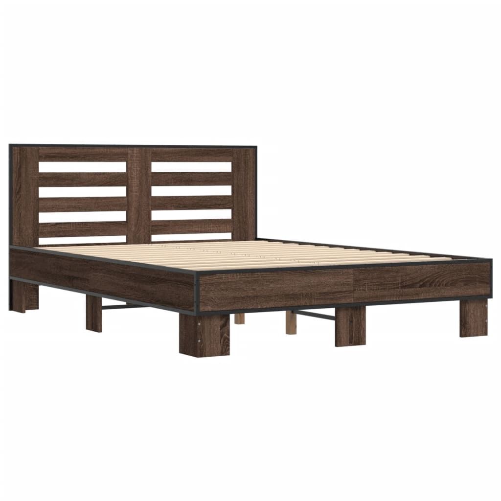 "SALE 2026"Bettgestell/Doppelbett ️Hochwertiges - Polsterbett Erwachsene/r /Kind - Braun Eichen-Optik 120x200cm Holzwerkstoff Metall - Klassische...
