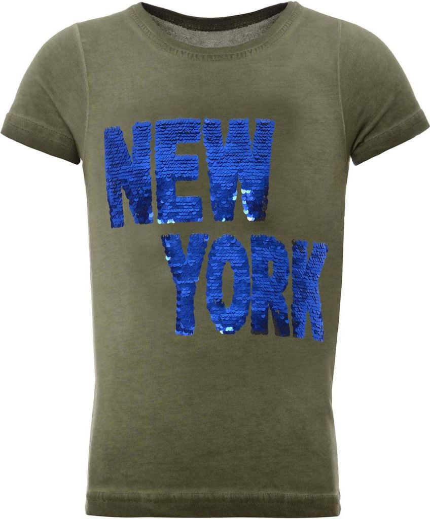 BEZLIT Jungen T-Shirt mit tollem Wende Pailletten Schriftzug Olivegrün 116