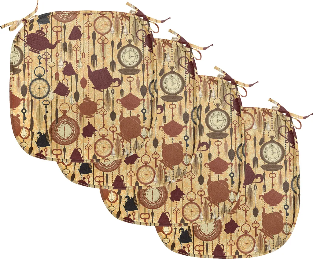 Coussin de Siège 40x40 cm Imperméable avec Attaches pour Cuisine - Set 4