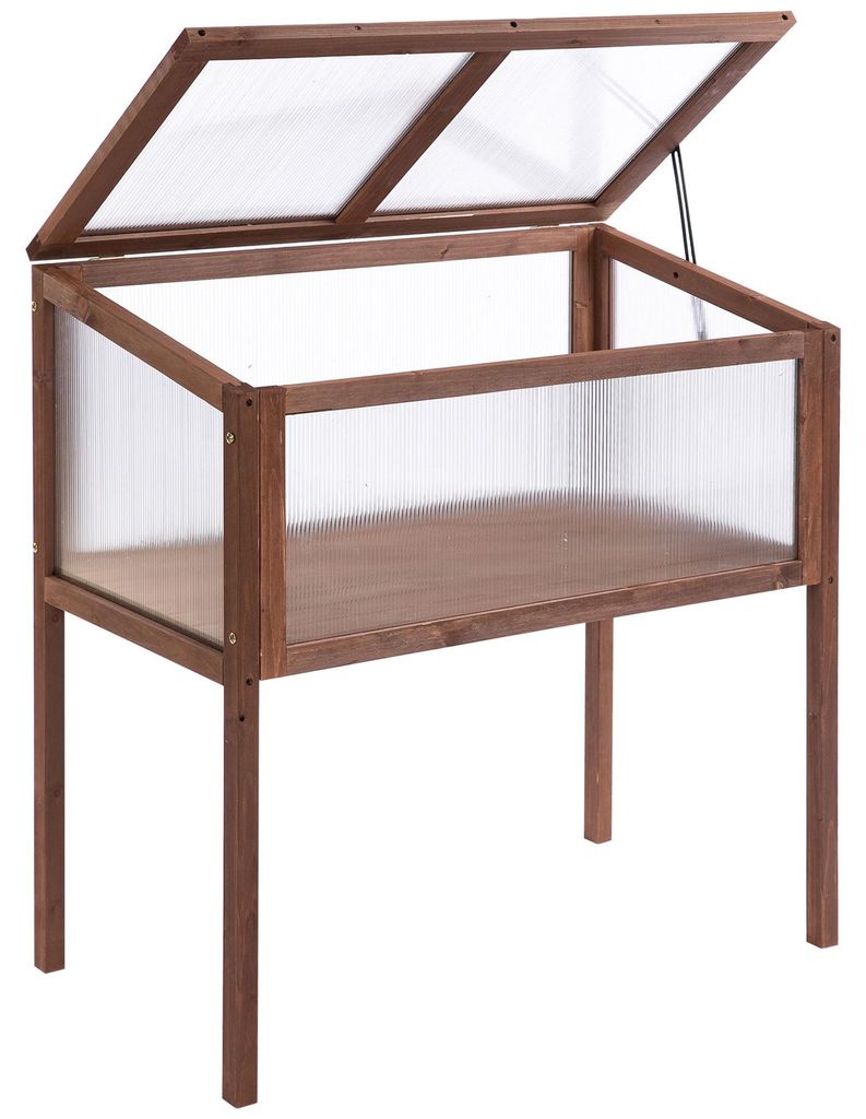 Outsunny verhoogd houten kasframe, kruidenbak voor tuin en Productafbeelding 