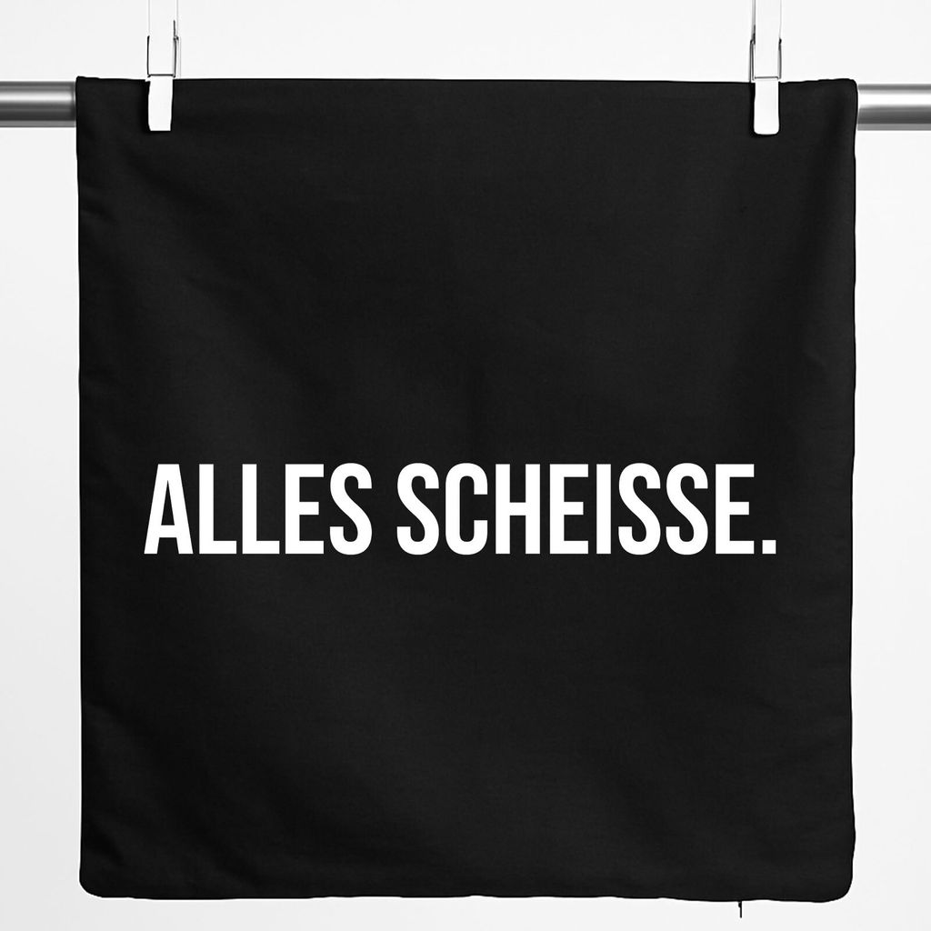 Huuraa Kissenbezug Alles Scheisse Schriftzug 40x40cm Black Baumwolle Dekokissenbezug Geschenkidee