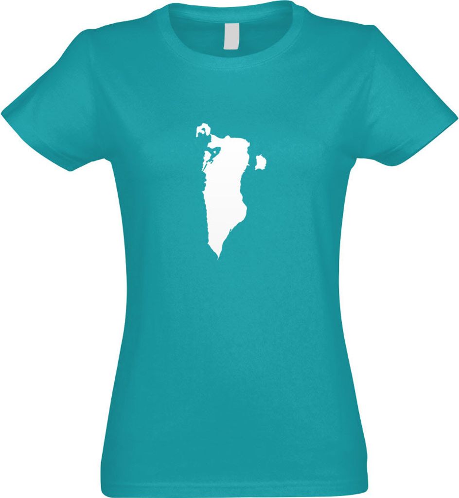 Kiwistar - T-Shirt tailliert - Damen - türkis - Bahrain Umriss Kontur - mit Motiv Bedruckt - Funshirt Design - Sport - Freizeit - Damen - S