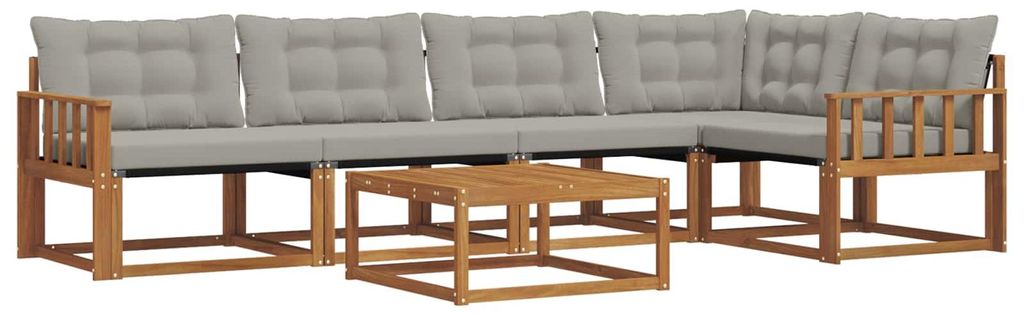 vidaXL Outdoor-Sofagarnitur mit Kissen 6 pcs Natürlich und Hellgrau
