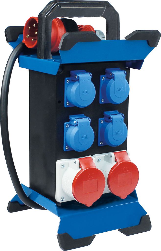 as-Schwabe Tragbarer Stromverteiler CEE 400V 16A auf 4x Schuko & 2x CEE IP44