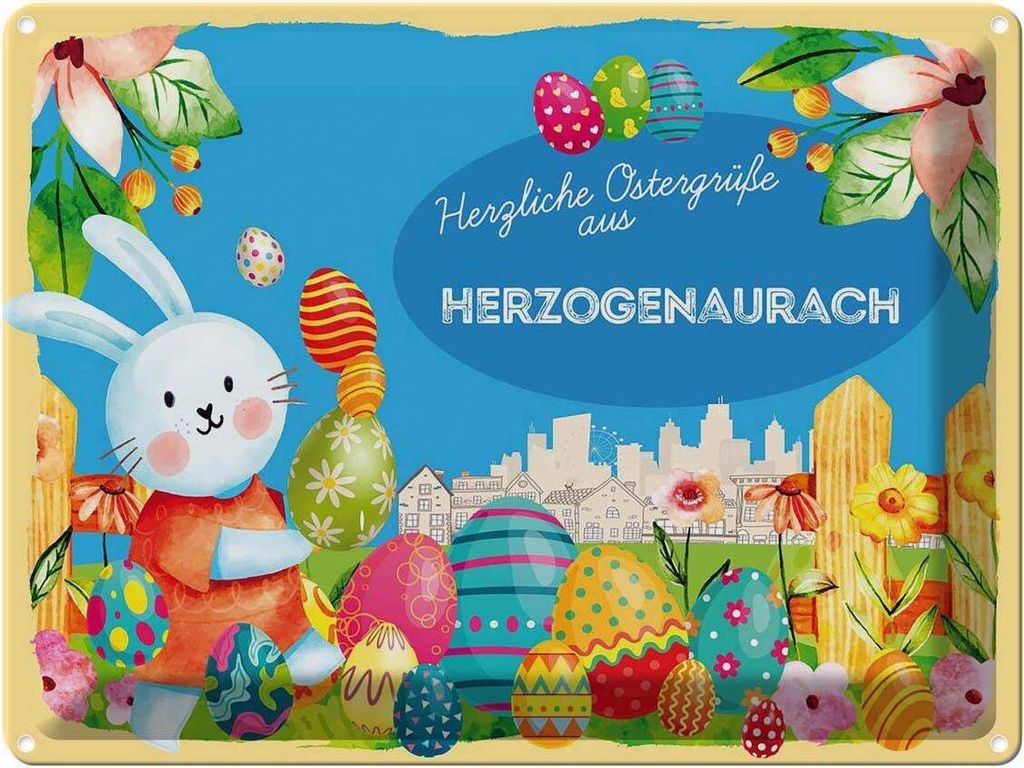 vianmo Blechschild 30x40 cm Ostern Ostergrüße HERZOGENAURACH Gruß
