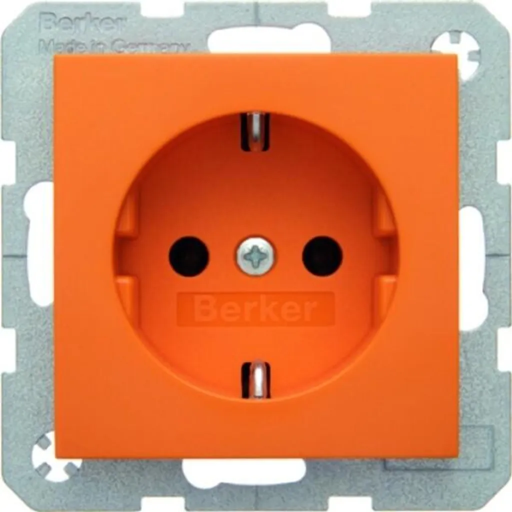 Prise SCHUKO Orange Brillant Berker 47438914 Finition Haute Qualité