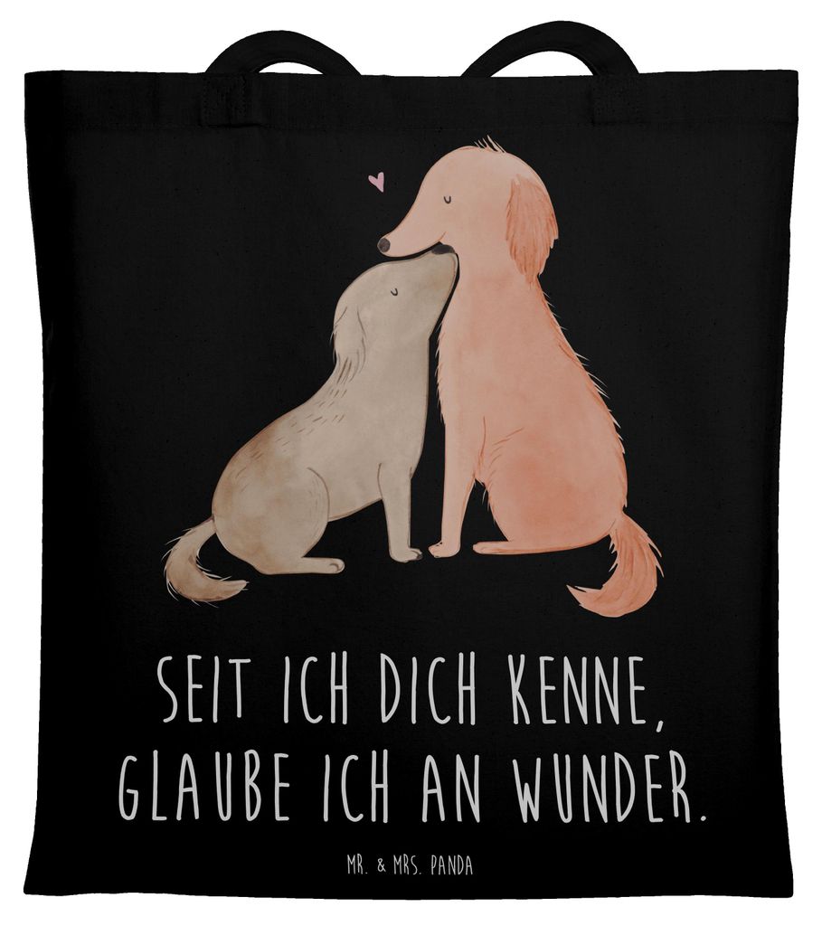 Mr. & Mrs. Panda Tote Bag Hunde Liebe - Schwarz - Geschenk, Optimitisch, Hund, Sprüche, Tasche, Herz, Tragetasche, Kuscheln, Schultasche, umhänge...