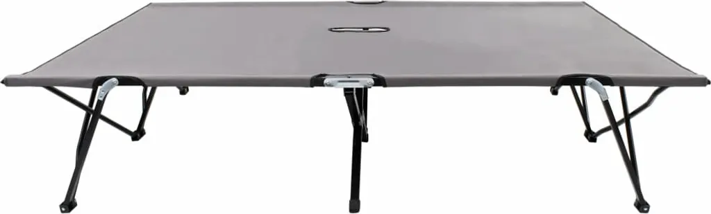 vidaXL Chaise Longue Double Pliable en Acier Gris pour Jardin et Patio